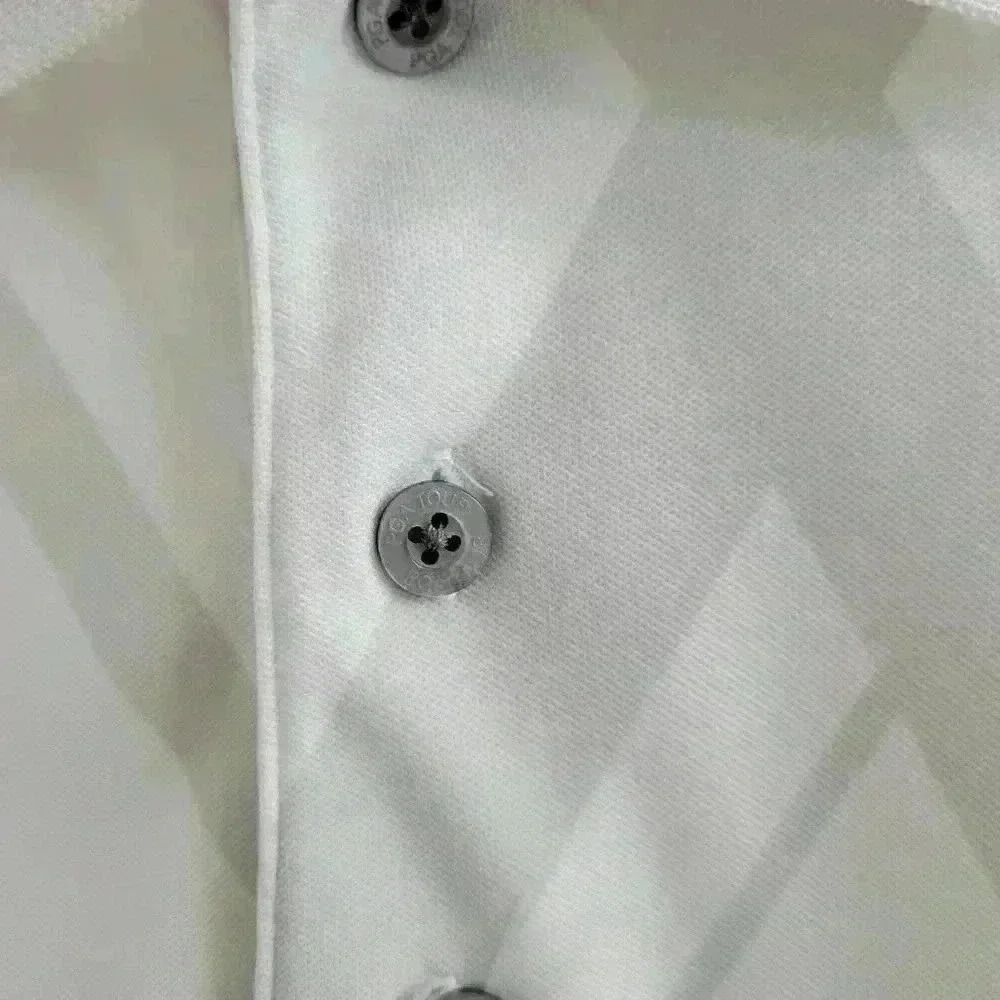 PGA Tour Shirt Men's L/G Golf Diagonal Pattern Short Sleeve Gray White Collard - Picture 6 of 12